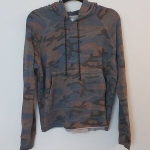 Anthropologie Sundry Pink/Blue Camo Hoodie Size 1